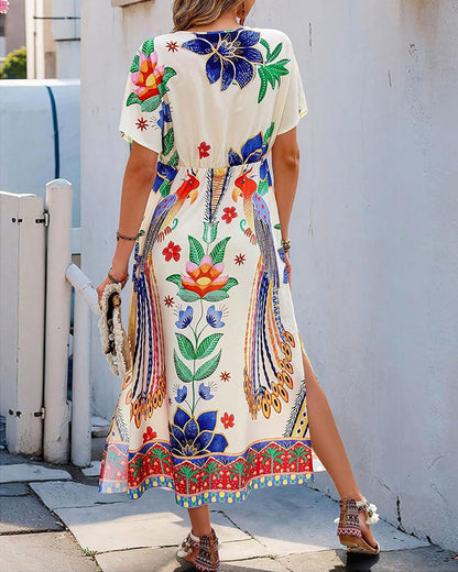 Kleid Bohemian-Druck Urlaub Maxi