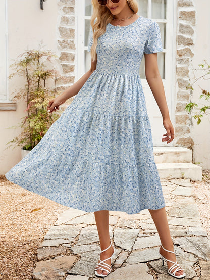 Blue floral dress with ruffles - Mia