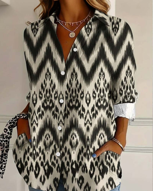 Hemd Leopardenmuster Revers Mode