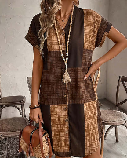 Kleid Farbblock Karo