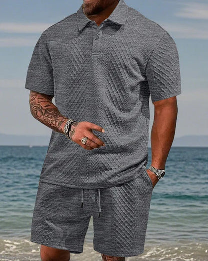 Herren Poloshirt Kurzarm 2-teiliges Set