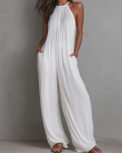 Jumpsuit Elegant Ärmellos Neckholder Weit Bein
