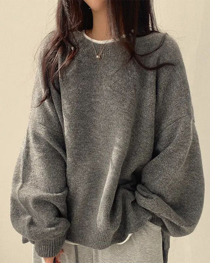 Pullover Rundhals Seite Schlitz