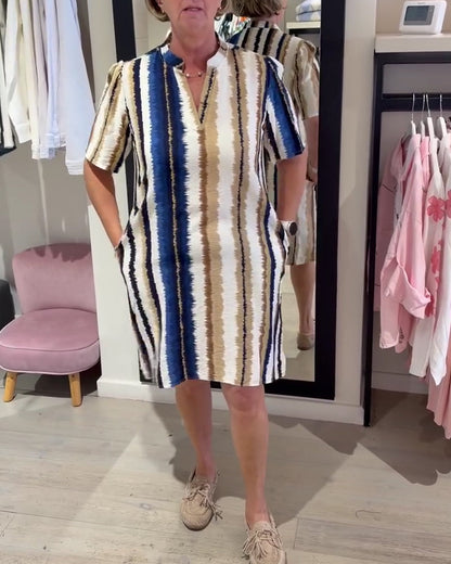 Kleid Farbverlauf Streifen Muster Etuikleid