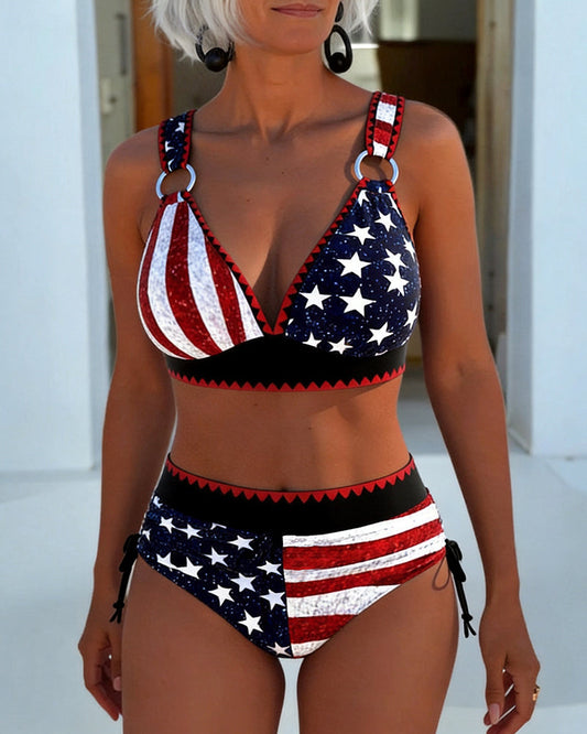 Bikini Hohe Taille Gedruckt