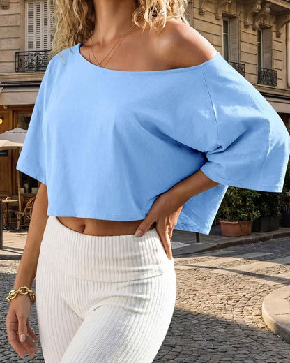 T-Shirt Ein-Schulter Cropped Cold Shoulder