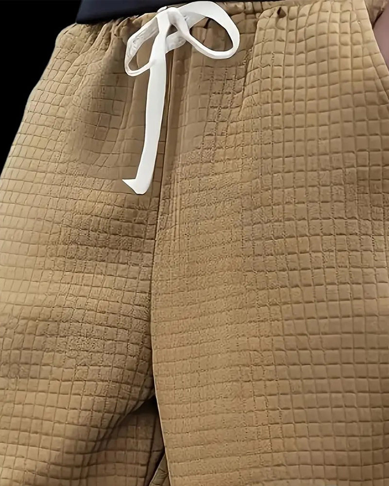 Shorts Waffelstruktur Kordelzug