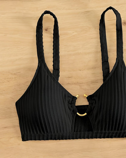 Bikini Unifarben Cutout Zweiteiler