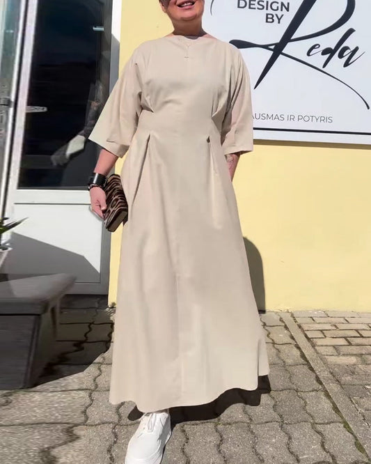 Kleid Rundhalsausschnitt tailliert Mode