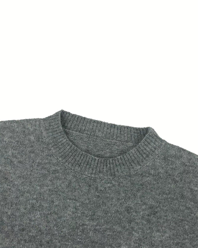 Pullover Rundhals Seite Schlitz