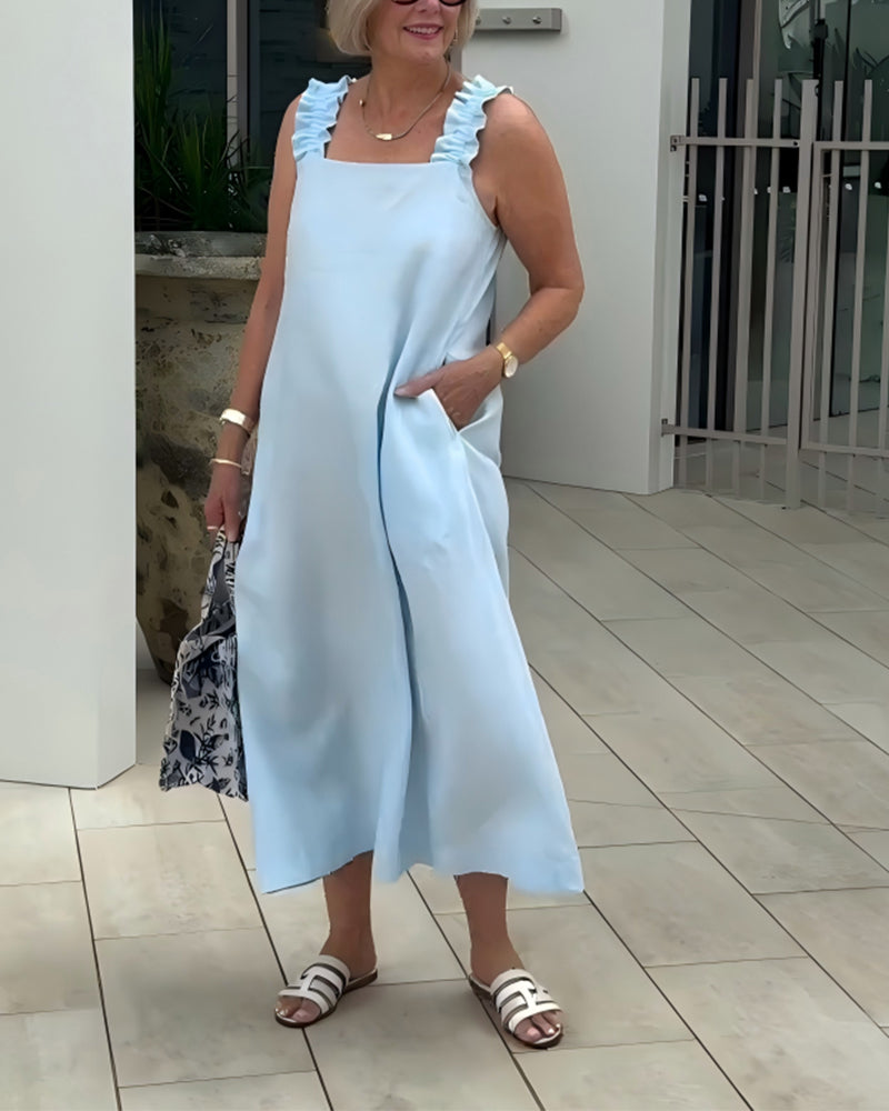 Kleid Quadratischer Ausschnitt Ärmellos