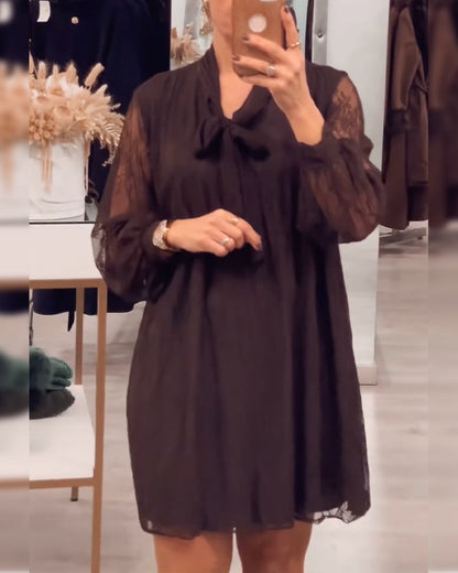 Kleid Spitzenbesatz einfarbig modisch