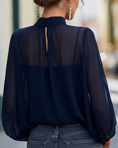 Bluse Elegant Halbhoch Sheer