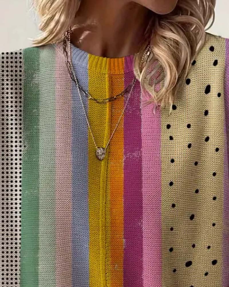 Pullover Gepunktet Regenbogenstreifen