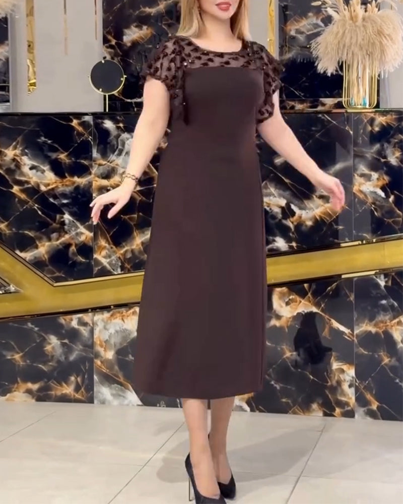 Kleid Rundhals Casual Kurzärmlig
