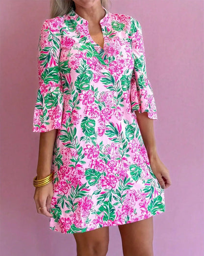 Kleid Blumig Glockenärmel