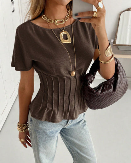 Bluse Plissiert Kurzarm