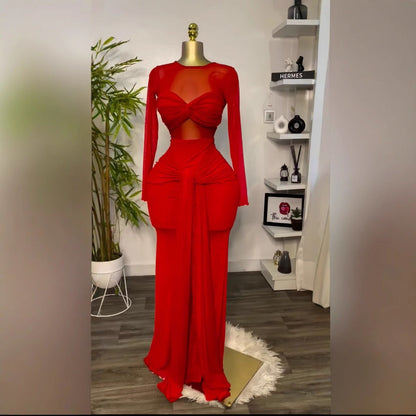 Robe longue transparente à manches longues pour femme - Melania 