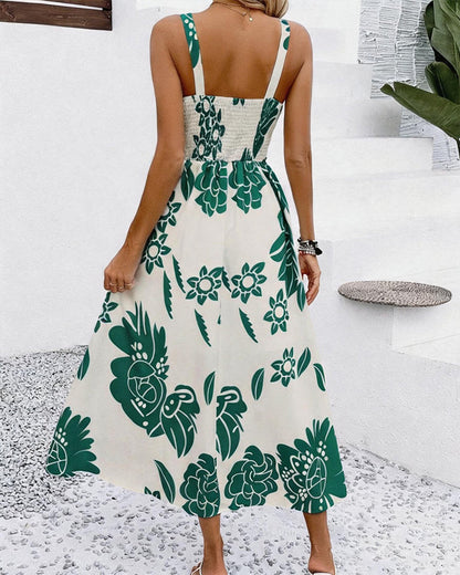 Kleid Elegant Träger Druck