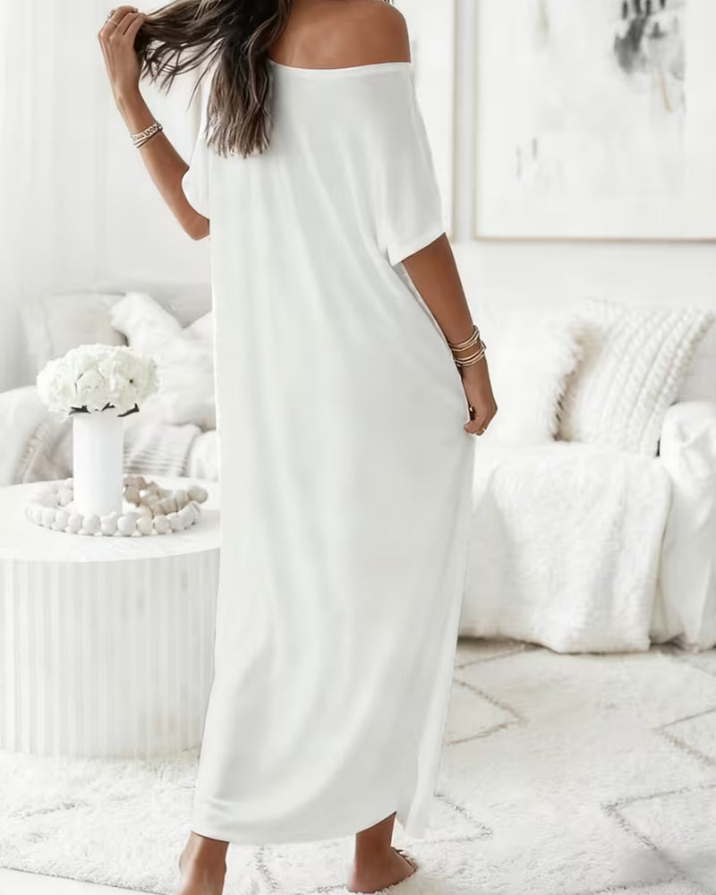 Kleid Unifarben Lang Casual