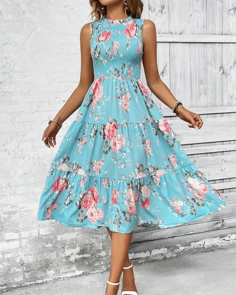 Kleid Blumig Druck Smock