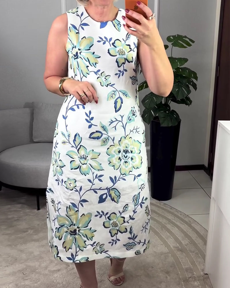 Kleid Ärmellos Geblümt Gerade