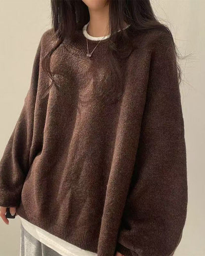 Pullover Rundhals Seite Schlitz