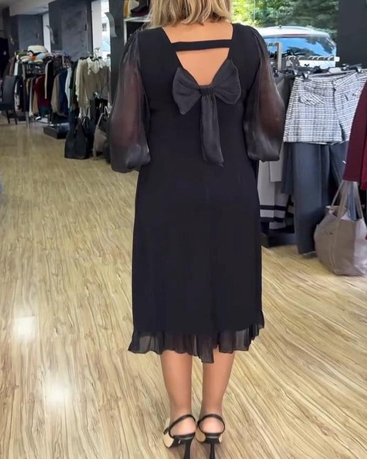 Kleid Mesh-Rücken Schleife Maxi