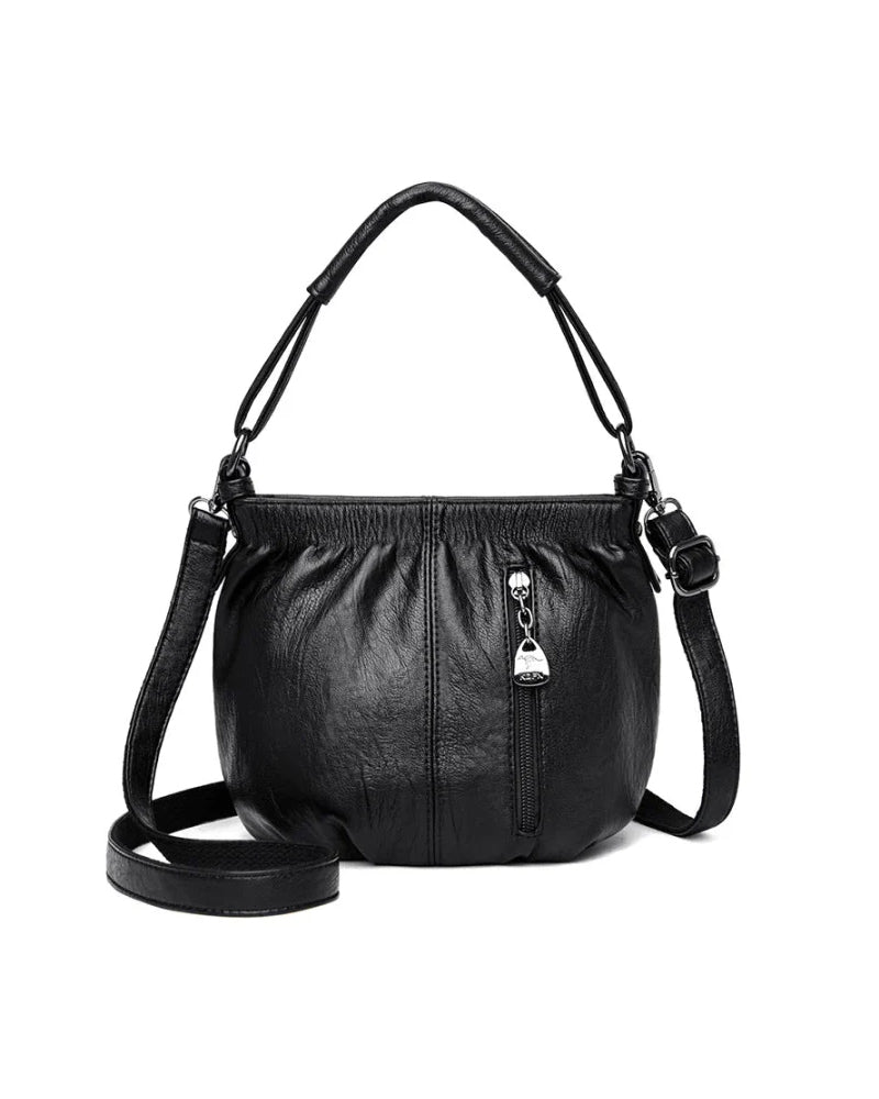 Handtasche Casual Gefaltet Eimer Weiches Leder