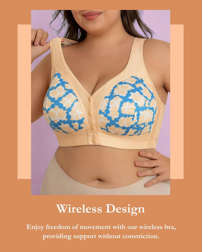 Vorne Verschluss Drahtlos Chic Geometrischer Druck Bralette