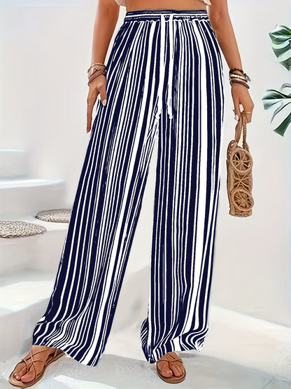 Black and white striped wide pants - Lisa