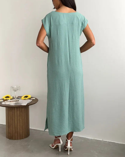 Kleid Midi Länge Schlitz Locker