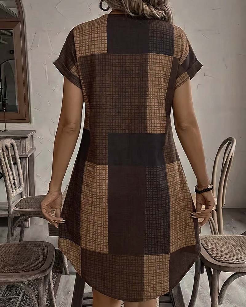 Kleid Farbblock Karo