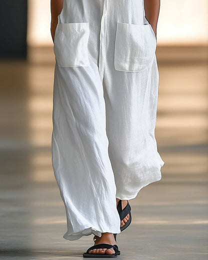 Jumpsuit Ärmellos Einreihig Cargo