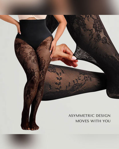 Damen-Shape-Strumpfhose mit hohem Bund und Blumen-Spitze