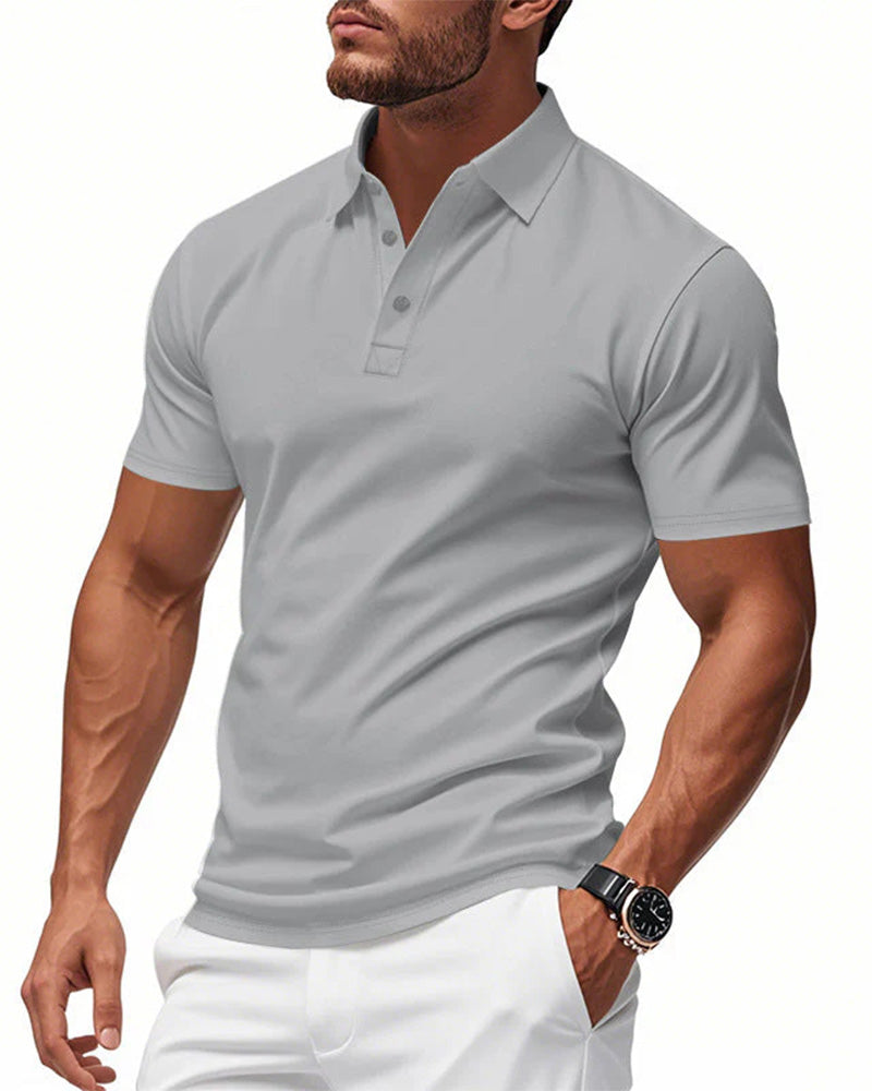 T-Shirt Herren Schnelltrocknend Kurzarm Revers