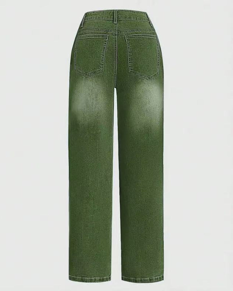 Jeans Multi-Knopf Gewaschen Locker