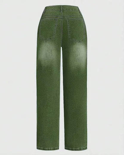 Jeans Multi-Knopf Gewaschen Locker