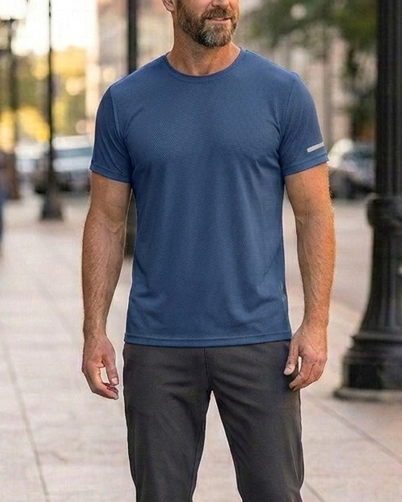 Herren T-Shirt Einfarbig Kurzarm Sportlich