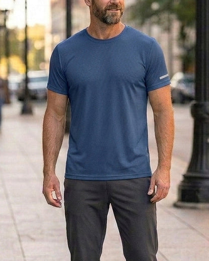 Herren T-Shirt Einfarbig Kurzarm Sportlich