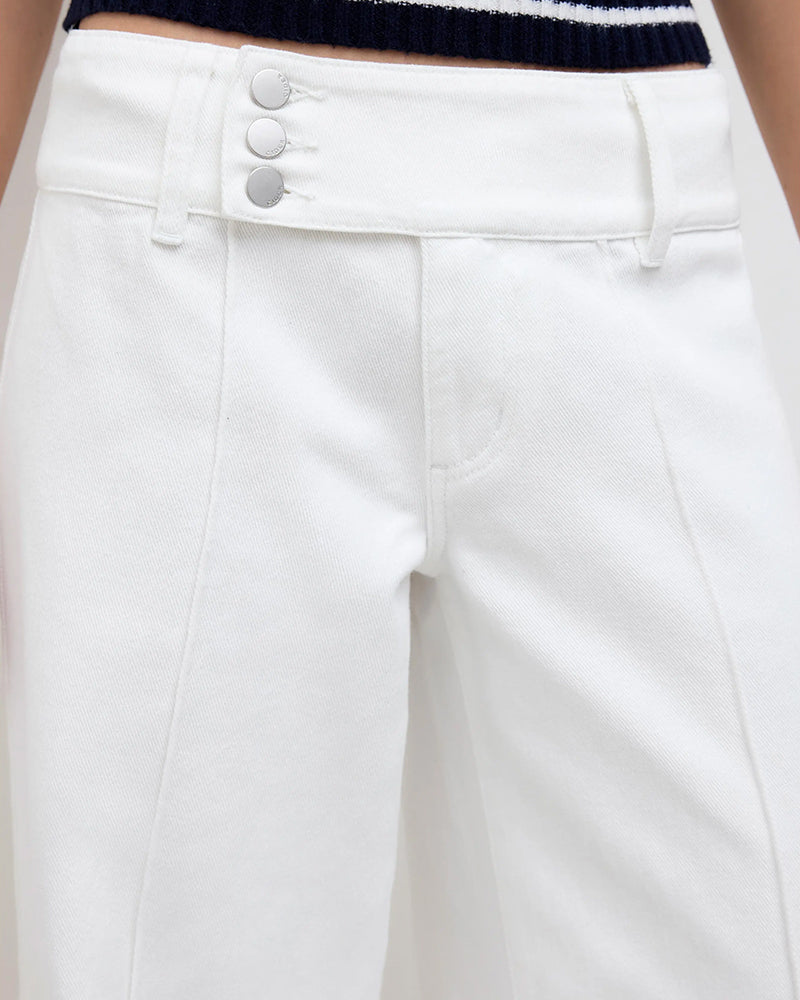 Hose Drei-Knopf Hohe Taille Weites Bein