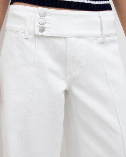 Hose Drei-Knopf Hohe Taille Weites Bein