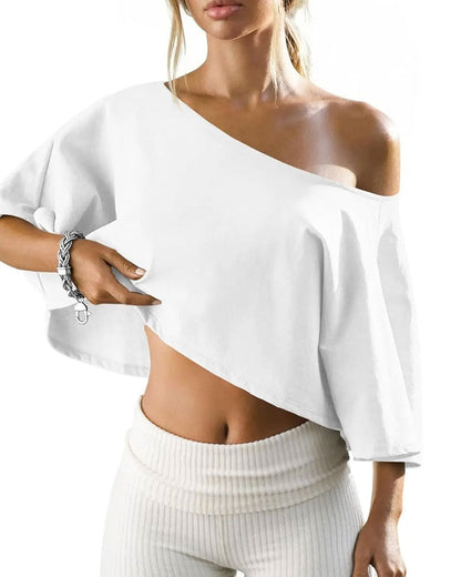 T-Shirt Ein-Schulter Cropped Cold Shoulder