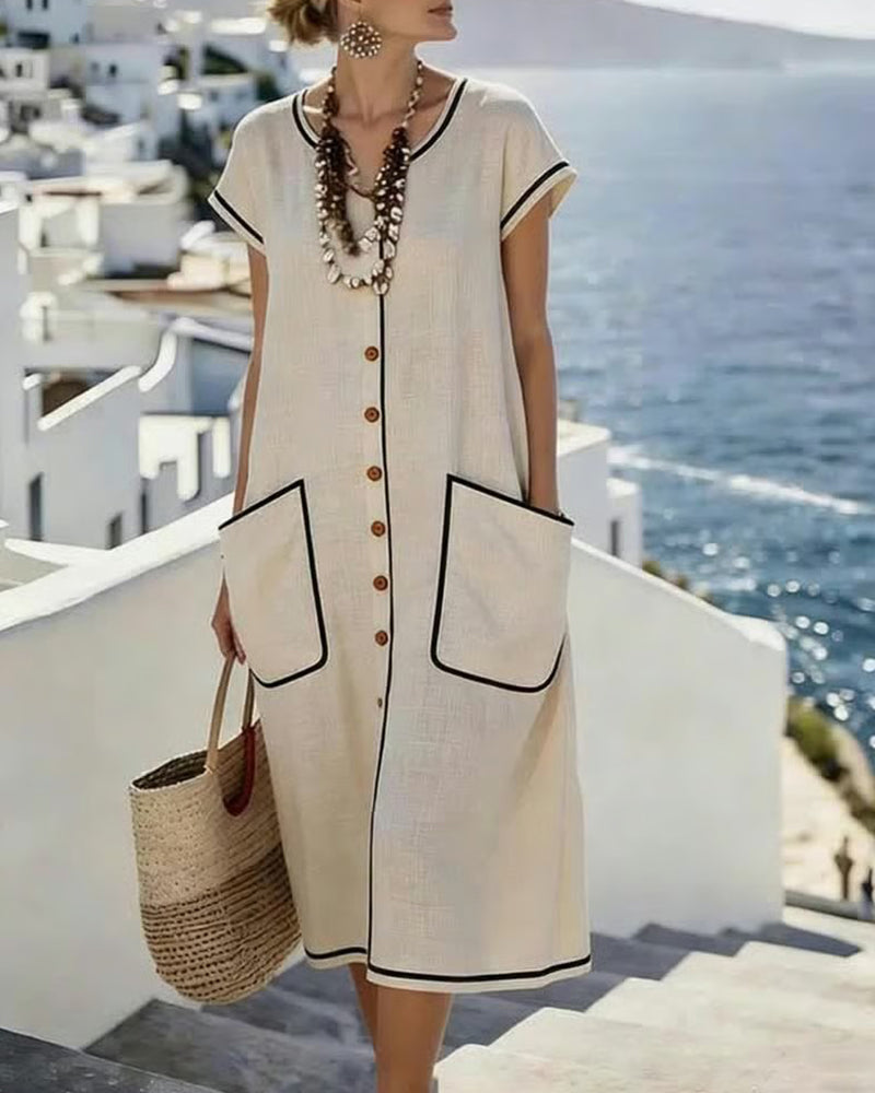 Kleid Kontrastbesatz Shift