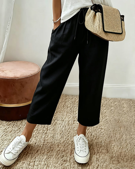 Hose Kordelzug Cropped Gerade