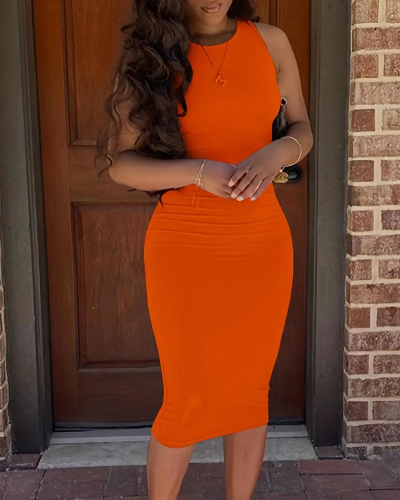 Kleid Einfarbig Ärmellos Mode Bodycon