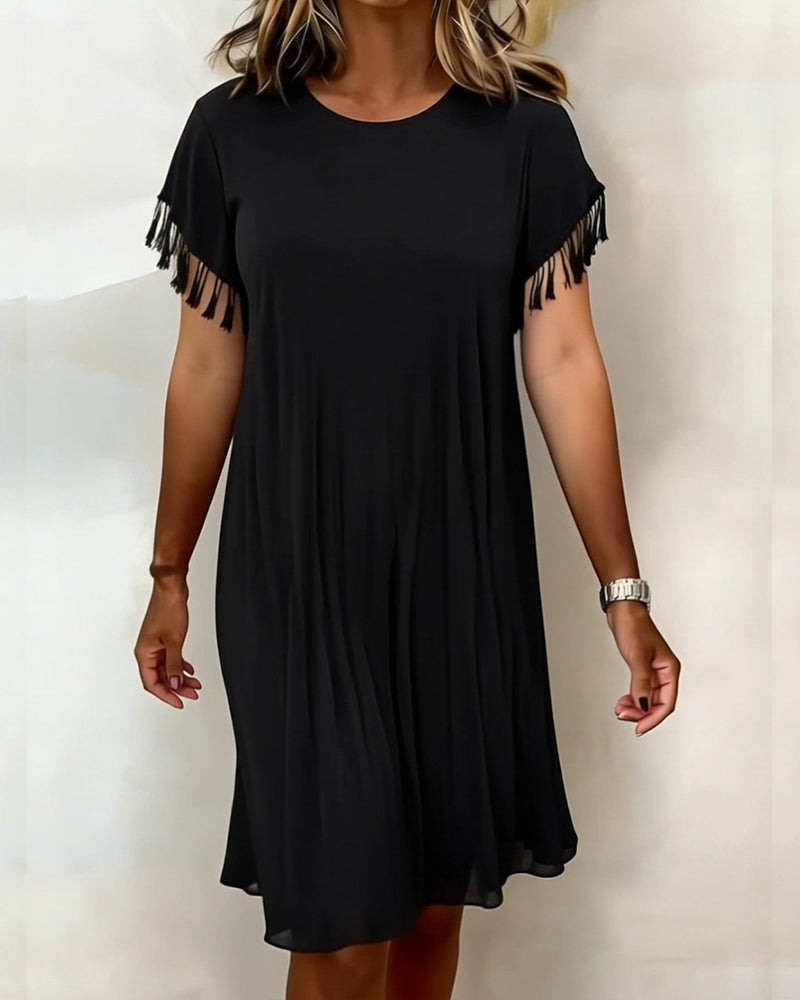 Kleid Unifarben Quaste Fallend