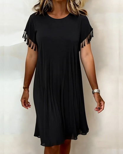 Kleid Unifarben Quaste Fallend