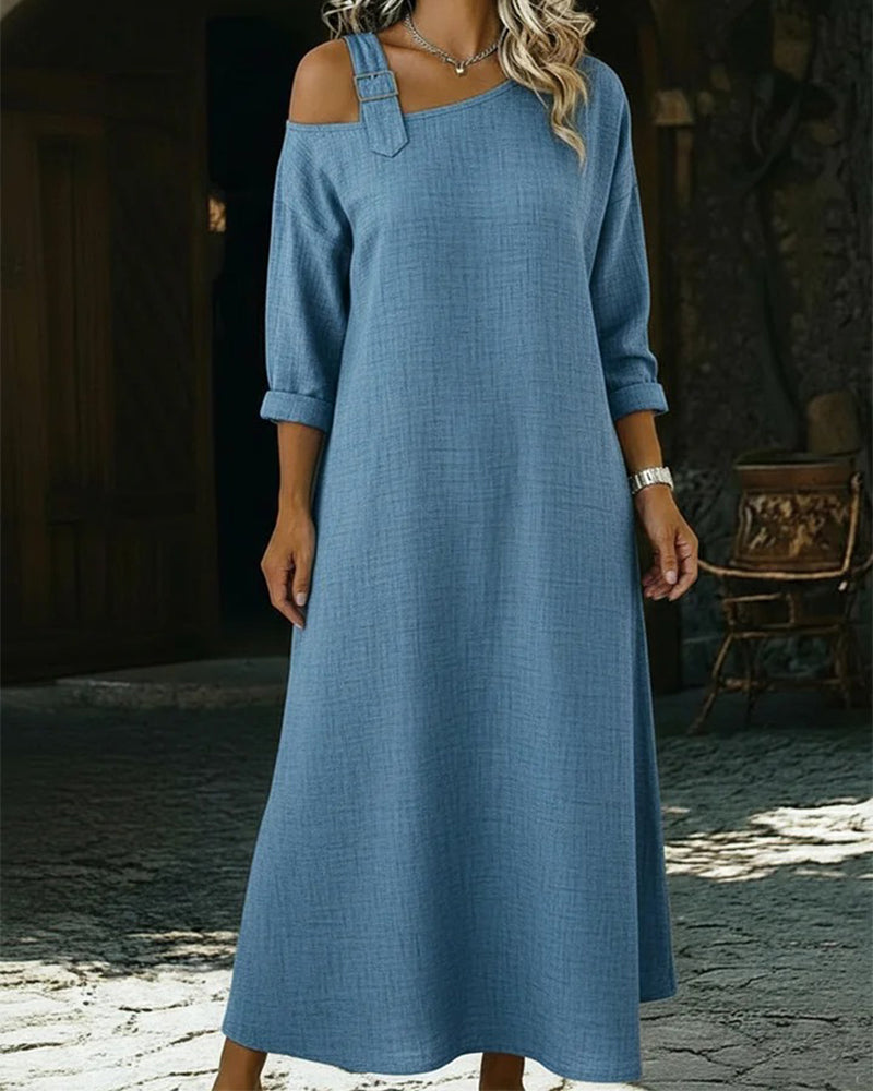 Kleid Von Der Schulter Sexy Langärmlig