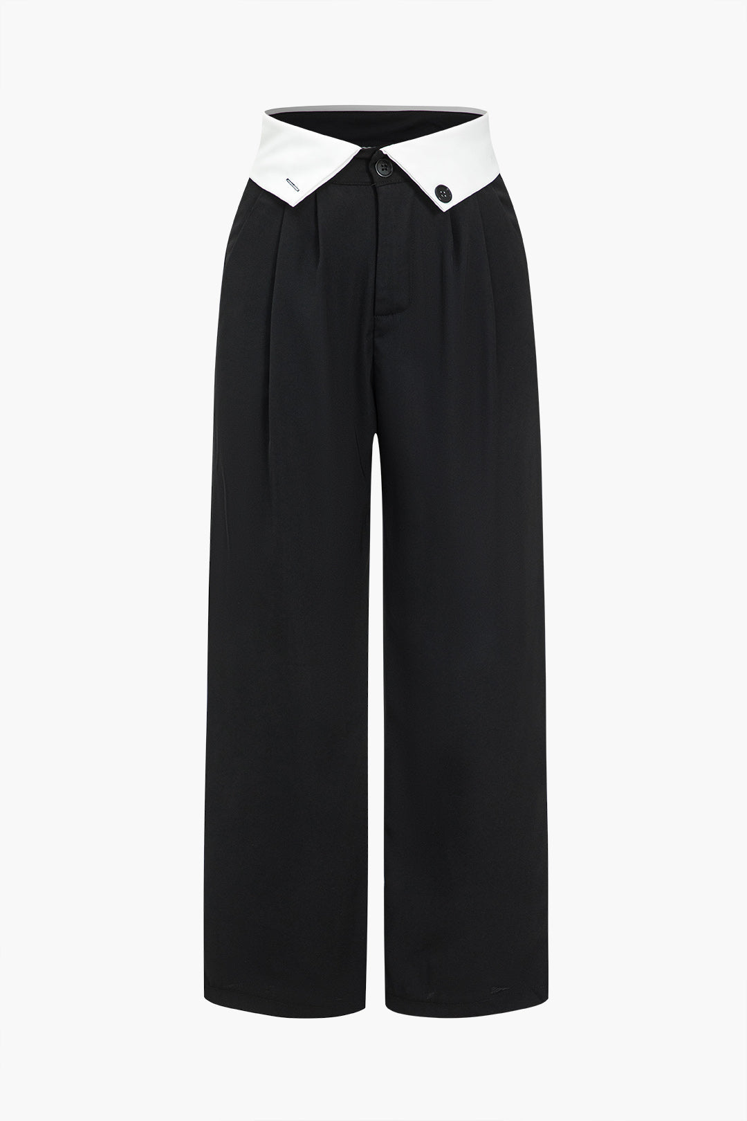 Basic Contrast High Waist Wide Leg Pants